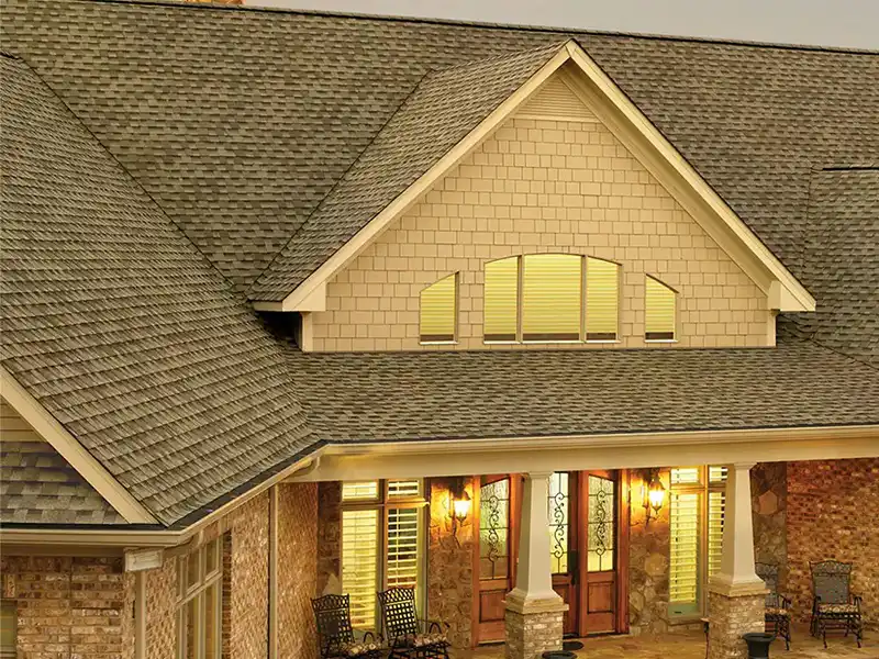 Home with brown GAF shingles
